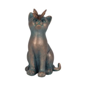 Statuetta di gatto con farfalla sul naso, ornamento da giardino in resina per veranda, patio, decorazione da giardino. - Product Image 1