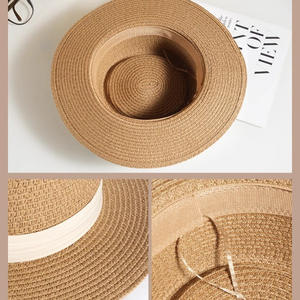 Sombrero de Copa Plana Estilo Francés 2025, con Bordado a Mano en Peluche, para Mujer, Circunferencia Grande, para Playa, Protección Solar, Verano - Product Image 3