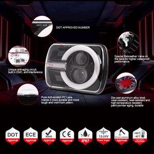 Faro Delantero Cuadrado de 5x7 Pulgadas con Diseño Nuevo y Aprobación DOT de LOYO, Luz de Circulación Diurna, Protector de Faro Delantero de 5 Pulgadas para Camioneta, para Jeep Cherokee XJ - Product Image 3