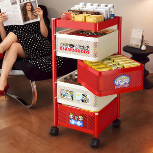 Hot Sale Plastic Metal Kitchen Trolley <b>Cart</b> <b>Storage</b> Rack 360 Degree Rotating Baskets Multi-functional Save Space for Home Hotel - Product Image 4