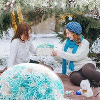 1 lb 453g de papier bleu et blanc coupé en accordéon avec confettis de flocons de neige d'hiver en PVC, paquet de remplissage pour boîte cadeau pour fête de Noël