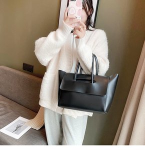 <span class=keywords><strong>Sac</strong></span> fourre-tout élégant noir uni surdimensionné avec poignée supérieure, à rabat minimaliste, pour <span class=keywords><strong>femme</strong></span>, idéal pour le bureau, le quotidien et le shopping - Product Image 5