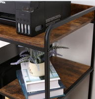 Table d'imprimante mobile avec roulettes pour le rangement et l'organisation du bureau à domicile, étagère pour ordinateur de bureau et déchiqueteuse - Brun rustique