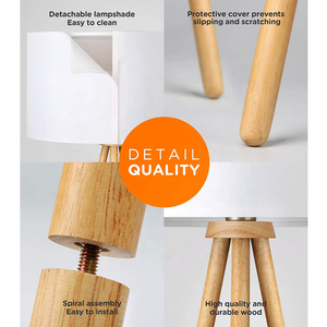 Lampe <span class=keywords><strong>sur</strong></span> <span class=keywords><strong>pied</strong></span> en bois avec <span class=keywords><strong>abat</strong></span>-<span class=keywords><strong>jour</strong></span> cylindrique en tissu E27, lampe de salon - Product Image 5