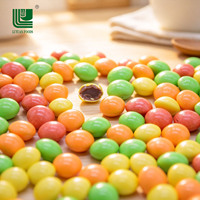 Bonbons gélifiés halal aux fruits, en forme de boules colorées, imprimés de dessins animés, en gros, emballage personnalisé OEM, directement de l'usine
