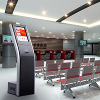 Système de gestion de file d'attente électronique sans fil pour banque, avec appel de numéro d'attente et émission de tickets