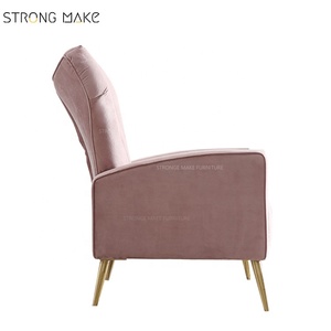 Sala de estar de lujo <span class=keywords><strong>muebles</strong></span> de acero inoxidable con Rosa de terciopelo tapizado moderno salón de acento, sofá, silla - Product Image 5