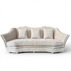 Sofá de Tela de Tres Plazas para Sala de Estar, Estilo Americano de Lujo, Madera Sólida, Estilo Francés Moderno y Minimalista - Product Image 1
