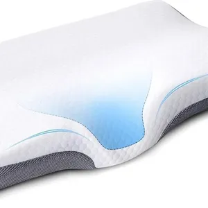 Almohada cervical de espuma viscoelástica para aliviar el dolor de cuello y hombros para almohada de cama ergonómica para dormir de lado con funda de almohada lavable