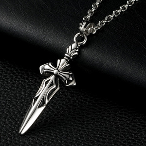 จี้ดาบไขว้สร้อยคอสแตนเลสผู้ชายของขวัญเครื่องประดับแฟชั่น - Product Image 4