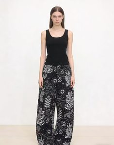 <span class=keywords><strong>Pantaloni</strong></span> Larghi Vintage Floreali da <span class=keywords><strong>Donna</strong></span>, <span class=keywords><strong>Pantaloni</strong></span> da Spiaggia <span class=keywords><strong>in</strong></span> <span class=keywords><strong>Lino</strong></span> Leggero a Vita Alta Elasticizzata, <span class=keywords><strong>Pantaloni</strong></span> Lunghi Stampati Bohémien - Product Image 2