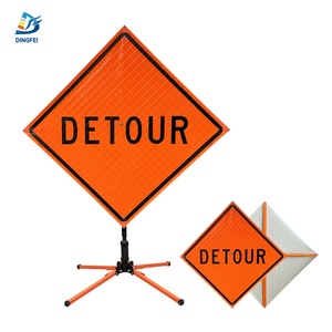 ไวนิลสะท้อนแสงชั่วคราวพับสีส้มทนทานก่อสร้างม้วนขึ้นป้ายจราจรเว้นทาง - Product Image 5