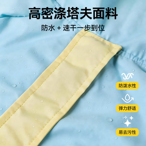 Imperméable pour chien à capuche, couvrant entièrement le corps, avec protection pour les pattes, jaune et bleu patchwork, pour chiens de taille moyenne - Product Image 4