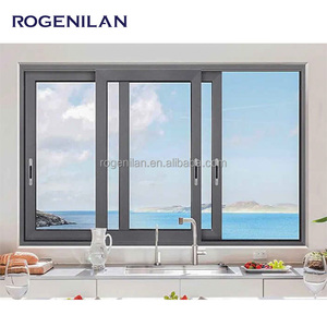 Grandes portes coulissantes modernes à double vitrage <span class=keywords><strong>en</strong></span> alliage d'aluminium noir horizontal de 250cm de large - Product Image 2