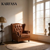 Canapé Chesterfield antique à une place, rembourré en cuir véritable, cuir de vache naturel, design européen/américain/canadien, meubles de salon