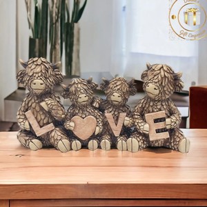 Highland Cow Resin Ornament <b>Statue</b> Animal Shape Home Decoration Wedding Gift Artistic Decorative Figurine - Product Image 3