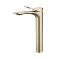 Robinet de lavabo moderne minimaliste à poignée unique avec cartouche céramique, eau froide et chaude, finition or brossé et gris anthracite