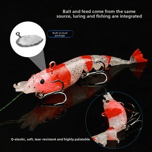 Set di 4 <span class=keywords><strong>esche</strong></span> <span class=keywords><strong>artificiali</strong></span> morbide in silicone a forma di gambero per la pesca, con ami e design multi-sezione - Product Image 3