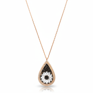 Minimalist Drop Design Black And Clear Zircon Stone Charm Pendant Turkish Handcrafted Wholesale 925 Silver Sterling Jewelry - Product Image 2