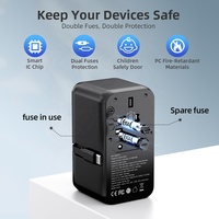 Adaptateur de chargeur de voyage Worldplug PD tous ports à charge rapide Adaptateur de prise de voyage universel avec câble rétractable