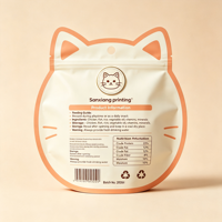 Sac d'emballage pour aliments pour animaux de compagnie en aluminium imprimé en gravure personnalisée, pochette de forme spéciale avec fermeture éclair pour les friandises pour chiens et chats