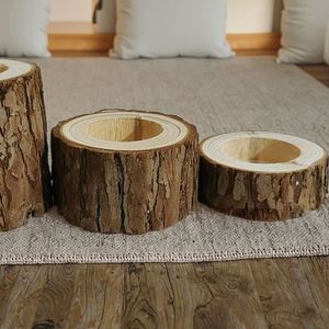 Wood Base Round Handmade Christmas <b>Candle</b> Holder Home Decoration Retro Aromatherapy Photo Props Customized Design - Product Image 2