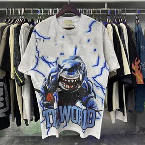 เสื้อยืดแขนสั้นคุณภาพสูง หนักแน่น 100% ผ้าฝ้าย แบรนด์ MAJESTIKS สไตล์อเมริกันแนวสตรีทสุดเทรนดี้ ฮิปฮอป ทรงหลวม สำหรับผู้ชาย - Product Image 1