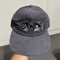 Casquette Dad Hat en velours côtelé anthracite avec logo personnalisé, motif cœur brodé, en coton doux, style vintage, réglable, unisexe, automne-hiver, vente en gros, OEM