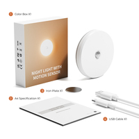 Lampe de chevet LED intelligente moderne, mini, rechargeable, blanc chaud, avec détecteur de mouvement, intensité réglable, portable, pour chambre et placard