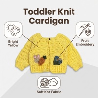 Cardigan en tricot unisexe pour bébé - Pull en coton biologique doux fait main à col en V, haut pour bébé au crochet de qualité supérieure