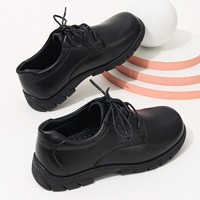 Chaussures habillées noires pour enfants en cuir verni à lacets, semelle antidérapante, semelle épaisse, pour l'école et les fêtes, vente en gros, personnalisables