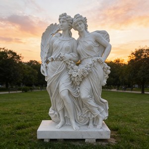 Estatua Decorativa de Jardín de Mujer Europea en Mármol Blanco Tallada a Mano con Diseño Personalizado, Hermosa Figura de Ángel Femenino - Product Image 1