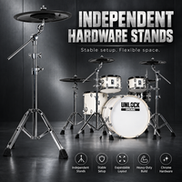 Batterie électronique pleine grandeur avec coques de style acoustique, 5 fûts, 4 cymbales