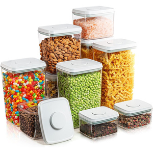 Transparent <b>Plastic</b> Airtight Seal Jars Pop up Dry Food <b>Containers</b> Pet Food Kitchen Grains Cereal Storage Boxes with Lid - Product Image 1