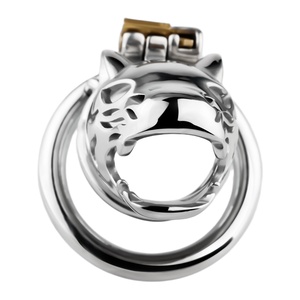 FRRK-36 Short Tiger Metal Chastity Cage Belt Cock Cage Male Chastity Devices BDSM Sex <b>Toys</b> <b>for</b> <b>Men</b> Gays Bondage Set Wholesale - Product Image 2