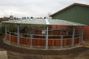 Сверхмощный ходунки, регулируемая скорость, надежная тренировочная машина для лошадей с дизайном крыши - Product Image 3