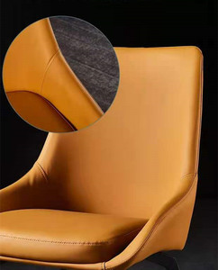 <span class=keywords><strong>Chaise</strong></span> de salle à manger moderne en cuir avec dossier en forme de <span class=keywords><strong>tulipe</strong></span>, structure en métal, assise ronde, pour restaurant, maison, hôtel - Product Image 5