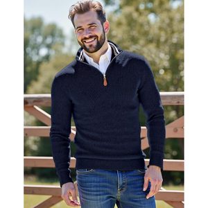 Custom Men's Casual <b>Quarter</b> <b>Zip</b> Pullover <b>Sweater</b> Long Sleeve Fall Knit with Anti-Wrinkle Feature and Pattern Decoration - Product Image 5