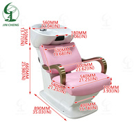 Chaise de massage du cuir chevelu rose Jincheng design original lit de shampoing avec vapeur salon de coiffure spa chaise de blanchisserie