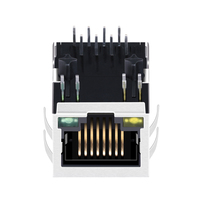 Connecteur Ethernet RJ45 magnétique avec LED, compatible Amphenol LMJ119882X110DT39J, 10/100Base-T, prise PCB à languette descendante