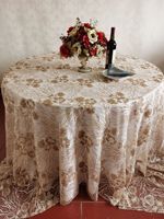 Linge de table fantaisie en dentelle à paillettes de luxe Champagne blanc pour mariage