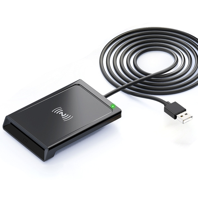 Contactless NFC & Contact Smart Card Reader, RFID IC/ID & Bank Card Reader-Writer for Tax Filing & ID Verification