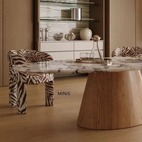 Hochwertiger Esstisch im Tropfenstil für Zuhause, Modernes Minimalistisches Design, Wasserfester und Fleckenresistenter Naturstein-Marmor-Esstisch