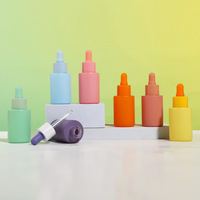 Bouteille en verre colorée givrée d'étiquette de fantaisie pour des produits de compte-gouttes de soins de la peau de cri de visage avec la fabrication de flacon compte-gouttes