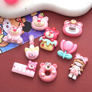 Vente en gros d'épingles à cheveux en résine pour téléphone portable DIY Cartoon Rose Bear Series Bijoux Accessoires Boîte de rangement en résine pour breloques Tasse à eau - Product Image 4