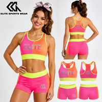 Ensemble d'échauffement de cheerleading personnalisé avec logo pour filles, ensemble de pompons et nœuds, tenue d'entraînement de danse pour équipe athlétique