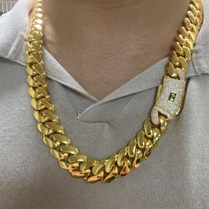 Biểu tượng tùy chỉnh Iced out Monaco Clasp Cuba chuỗi, OEM solid brass 18K vàng mạ vòng cổ và vòng đeo tay Nhà sản xuất - Product Image 2