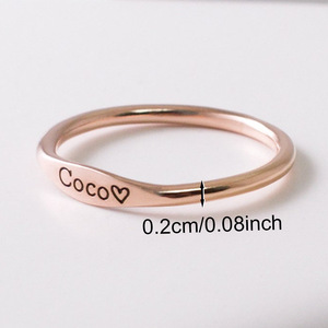 Dropshipping Custom <b>Name</b> <b>Ring</b> Silver Rose Gold Yellow Gold Engraved Heart Paw Print Plain Band Unisex Wear Jewelry Gift - Product Image 2