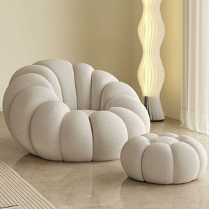 Chaise longue capitonnée moderne, canapé d'appoint incurvé, fauteuil rembourré pour salon et chambre à coucher - Product Image 3