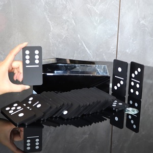 Jeu de dominos en acrylique personnalisé en usine, 28 pièces, différentes <span class=keywords><strong>couleurs</strong></span>, motif sérigraphié, dominos avec boîte coulissante transparente en acrylique - Product Image 2